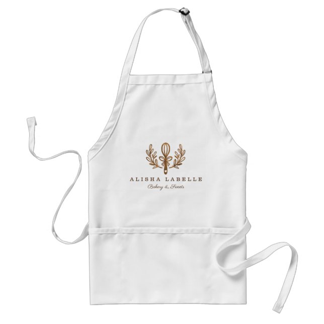 Tablier Bois rustique boulangerie Whisk Logo (Devant)