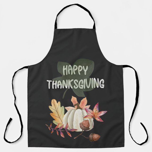 Tablier Bon thanksgiving - Feuilles Citrouilles Abstraits  (Recto)