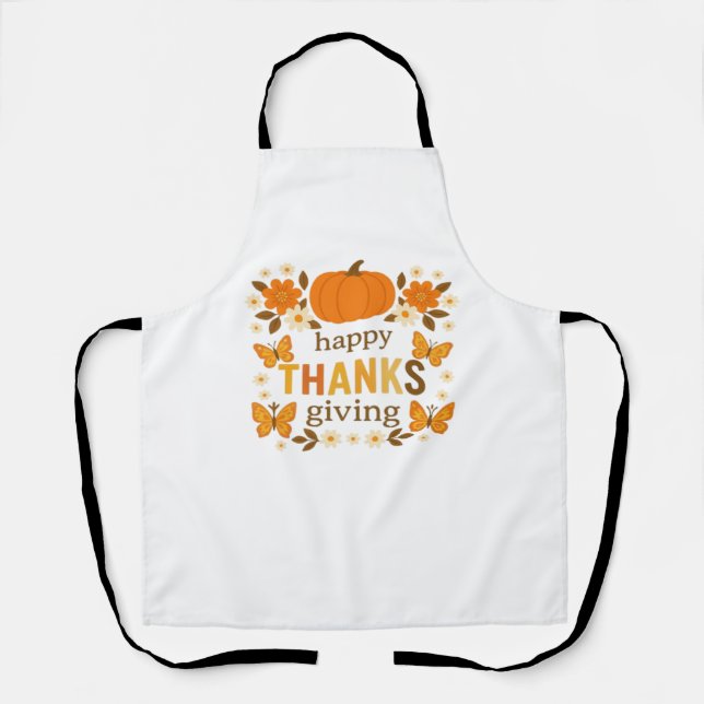 Tablier Bon thanksgiving Floral Citrouille classique T-shi (Recto)