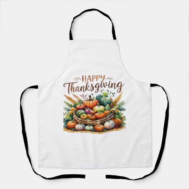 Tablier Bon thanksgiving - Panier de récolte avec Citrouil (Recto)