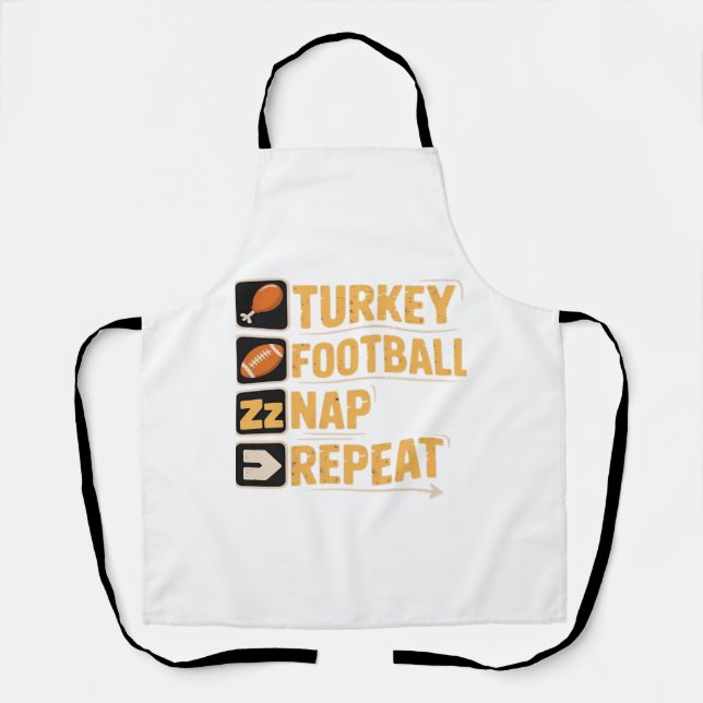 Tablier Bon thanksgiving Turquie Football Nap Repeat Funn (Recto)