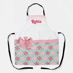 Tablier Bonbons vert rose personnalisé Noël