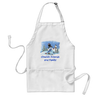 Tablier Bonhomme de neige avec des oiseaux