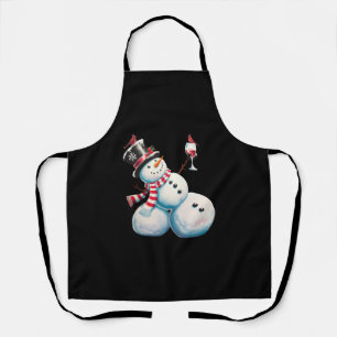 Tablier Bonhomme de neige avec vin Noël Cadeau de Noël drô