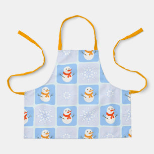 Tablier Bonhomme de neige et flocons de neige à motif à ca
