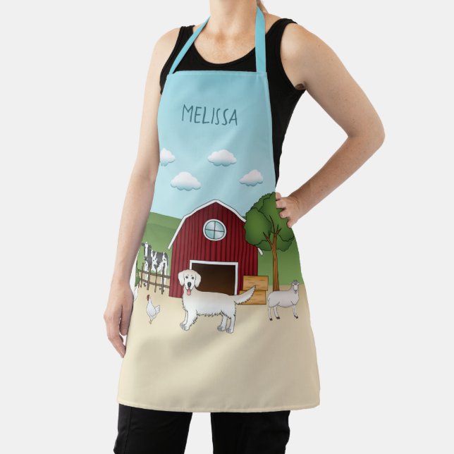 Tablier Bonne Crème Anglaise Golden Retriever À Une Ferme (Insitu)