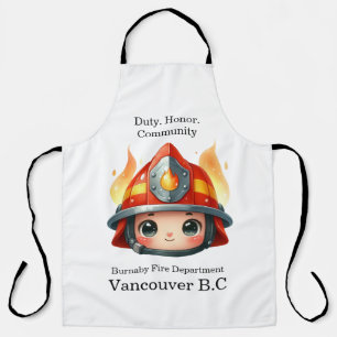 Tablier Bonne mascotte de pompier avec flammes