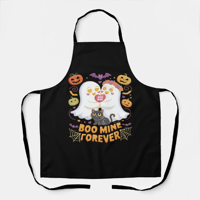 Tablier Boo Mine Forever Mignonne Fantômes Noir Chat Aimer (Recto)