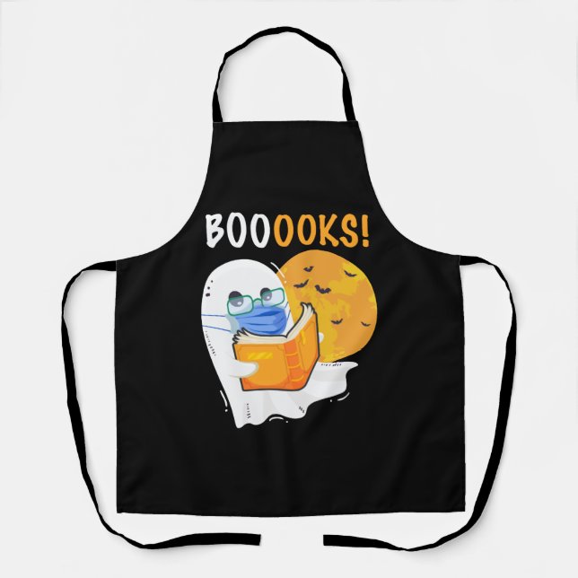 Tablier Boooks Halloween Ghost reading books and wearing (Recto)