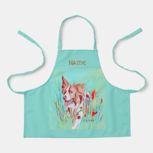 Tablier Bordure de texte modifiable Collie Apron