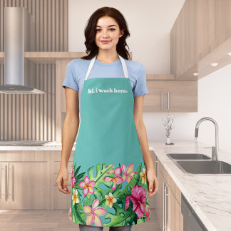 Tablier Bordure des fleurs tropicales des employés