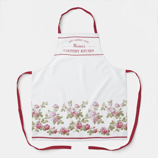 Tablier Bordure élégante Vintage rose rose personnalisée (Recto)