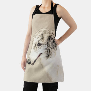 Tablier Borzoi (Argent Brindle) Peinture Chien Art origina