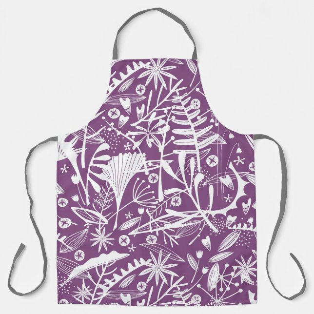 Tablier Botanique moderne violet (Recto)