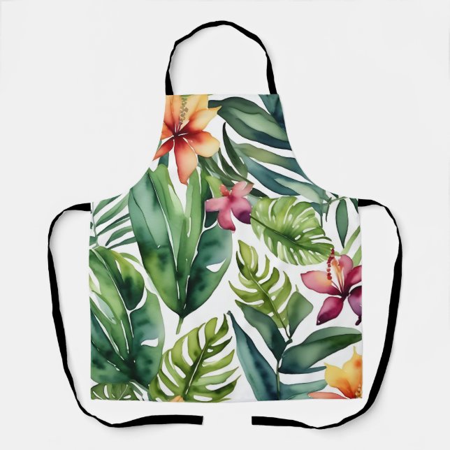 Tablier Botaniques tropicales Vibrant Aquarelle Foliage (Recto)