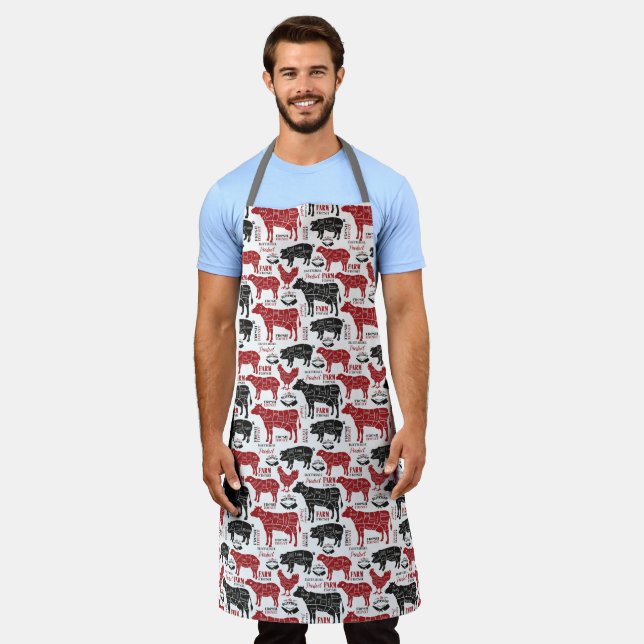 Tablier Boucher Viande Coupe Vache poulet mouton (Porté)
