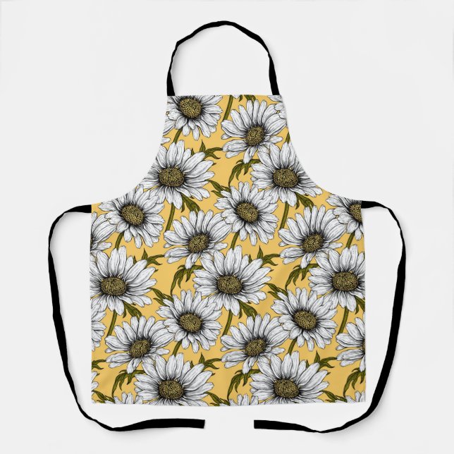 Tablier Bouches blanches, fleurs sauvages sur jaune (Recto)