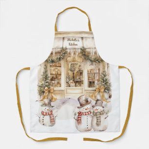 Tablier Boulangerie d'hiver au ruban d'or