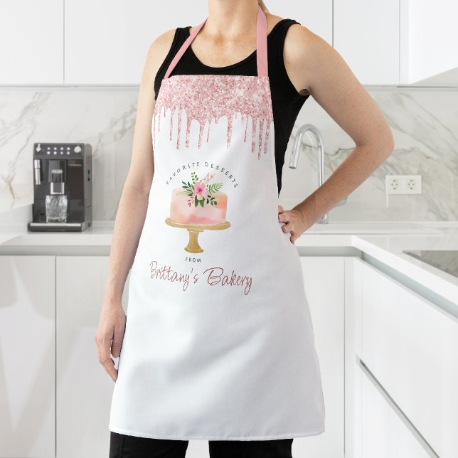 Tablier Boulangerie Gâteau Blush Parties scintillant Rose  (Créateur téléchargé)