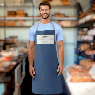 Tablier Boulangerie personnalisée Nom Blue Homme Version C