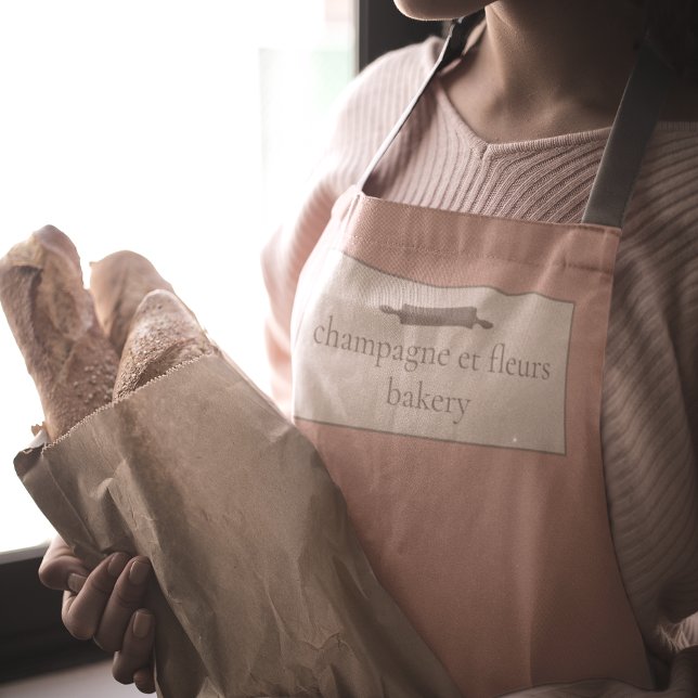 Tablier Boulangerie sur mesure Nom Rose simple + Grey Chef (Créateur téléchargé)