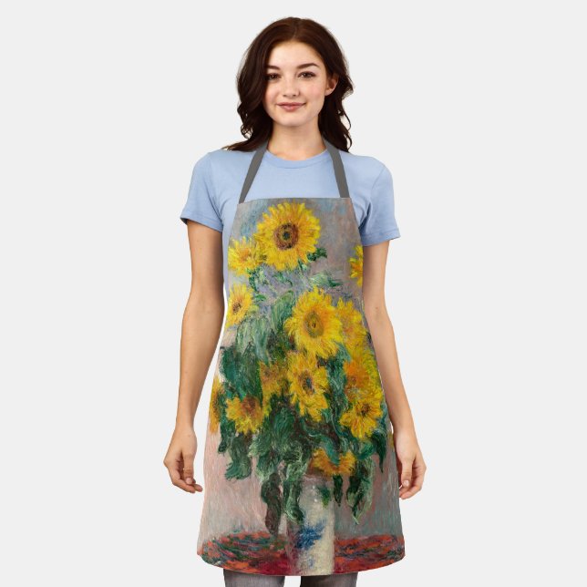 Tablier Bouquet de tournesols par Monet Art impressionnist (Porté)