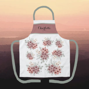 Tablier Bouquet Fleur sauvage rose et blanc enchanteur