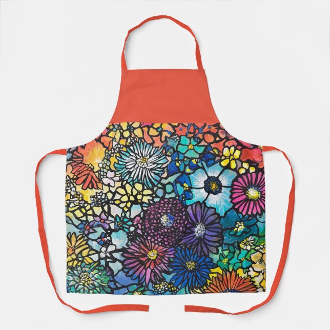 Tablier Bouquet floral vif (Recto)