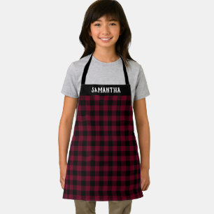 Tablier Bourgogne rustique plaid de buffle noir personnali