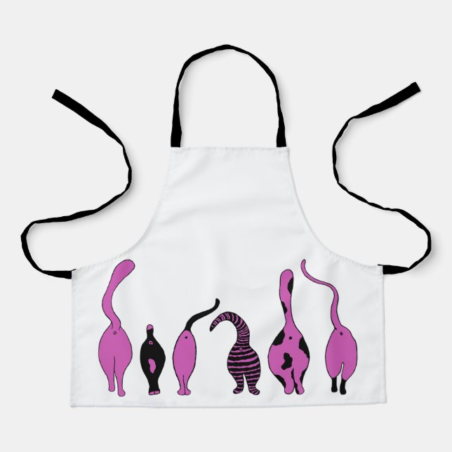 Tablier Boutons de chat violet (Recto)