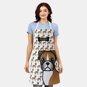 Tablier Boxer Cute Cartoon Chien et nom