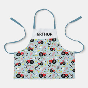Tablier Boys mignonne animal de ferme Motif et tracteur ro