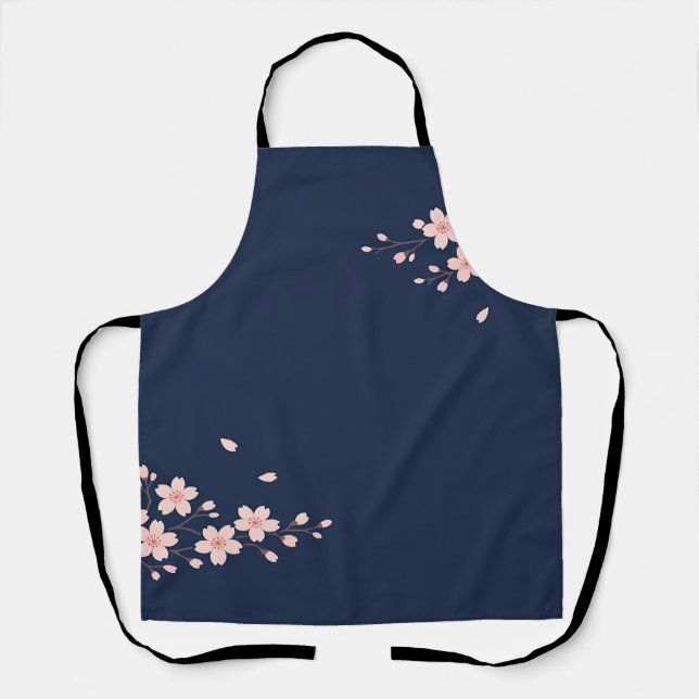 Tablier Branche de cerisier Navy (Recto)