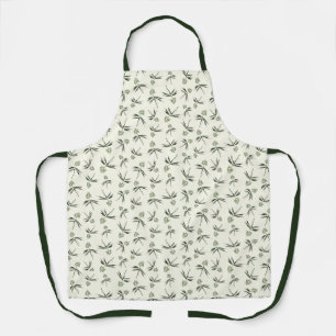 Tablier Branches vertes sur crème - motif sans soudure