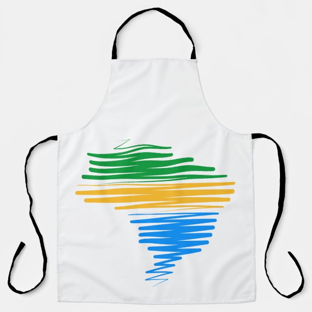 Tablier Brésil carte frontière avec drapeau brésilien coul (Recto)