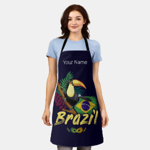 Tablier Brésil Vintage Toucan Drapeau Samba Masque Souveni