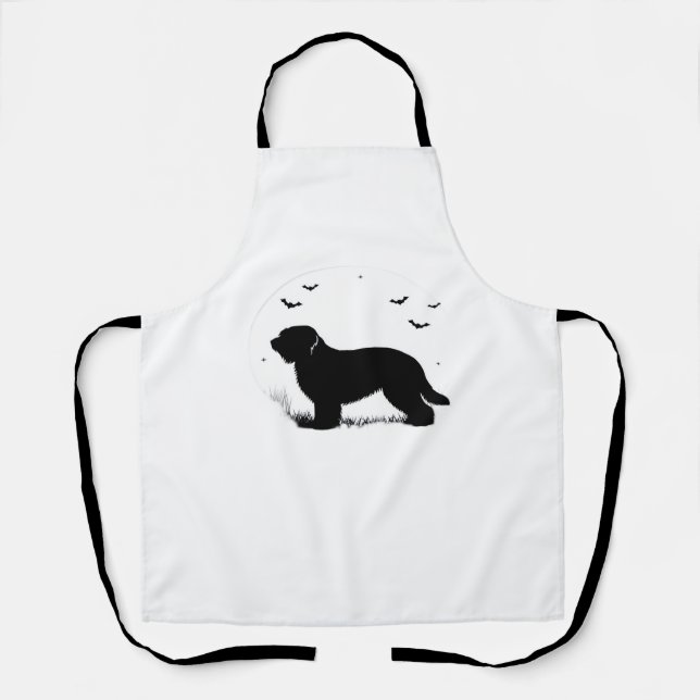 Tablier Briard Chien - Halloween Lune Silhouette surdimens (Recto)
