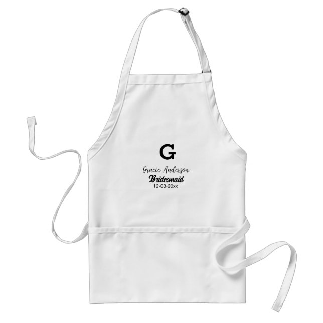 Tablier Bridesmaid ajouter nom monogramme simple minimal m (Devant)
