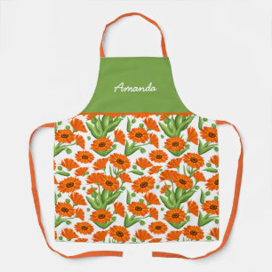 Tablier Bright Orange Daisy Espace Personnalisé