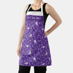 Tablier Brillant violet et blanc d'hiver Oiseau floral
