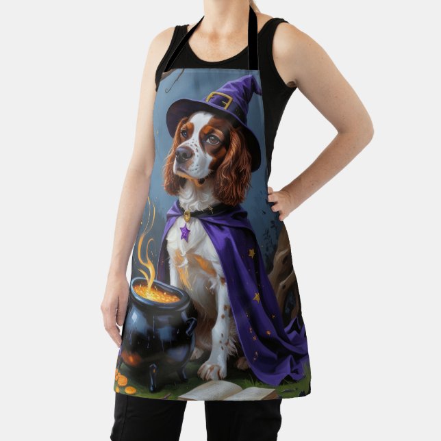 Tablier Brittany Spaniel Chien Whimsical Halloween Peintur (Insitu)