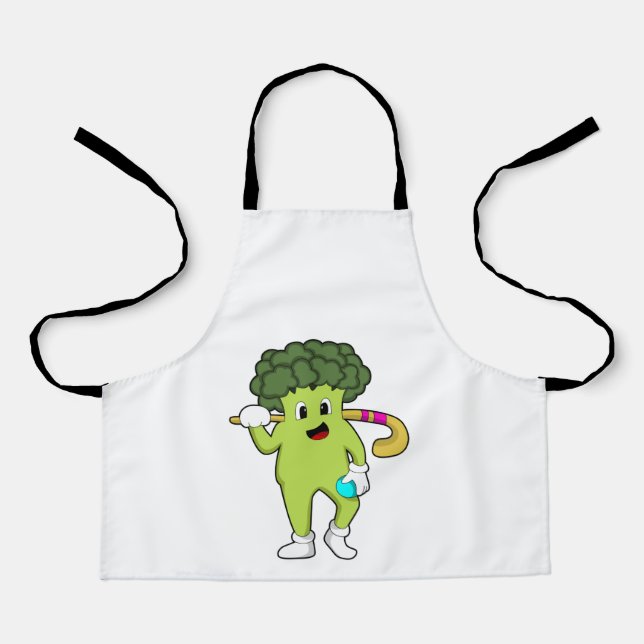 Tablier Broccoli à Hockey avec chauve-souris de hockey (Recto)