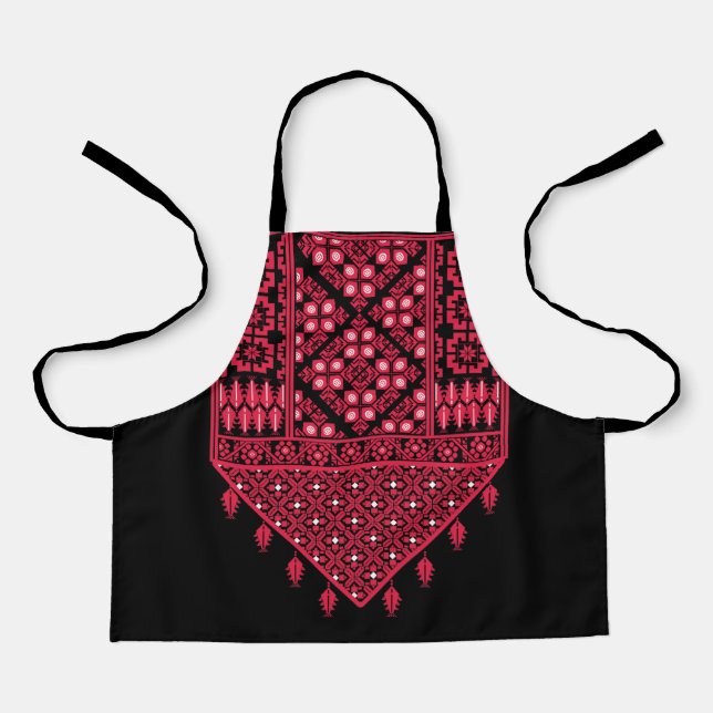 Tablier Broderie palestinienne Tatreez design imprimé (Recto)