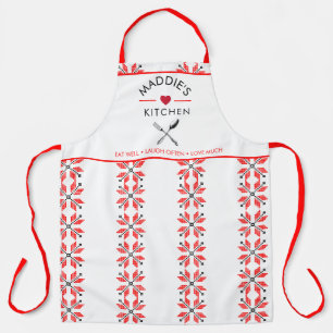 Tablier Broderie ukrainienne traditionnelle noire rouge bl