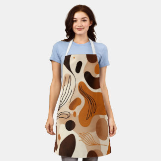 Tablier Brown Abstract Organic Shapes Print All-Over Print