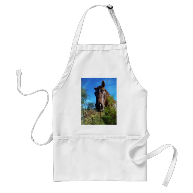Tablier Brown et crème Couleur Cheval bleu ciel (Devant)