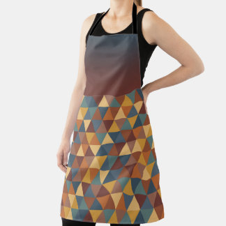 TABLIER BROWN GOLD TEAL BLUE FALL GEOMETRIC PATTERN