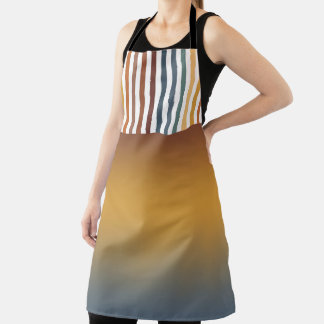 TABLIER BROWN GOLD TEAL BLUE FALL GEOMETRIC PATTERN