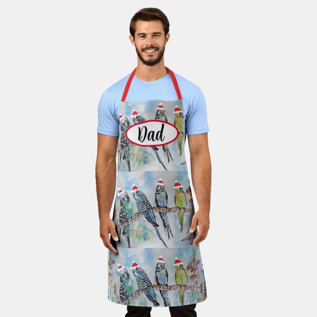 Tablier Budgie Budgies Bird Birds Dad Christmas Kitchen  (Porté)