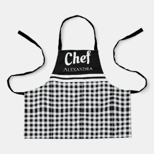 Tablier Buffalo, Chef Élégant Noir, Plaid Black White Apro